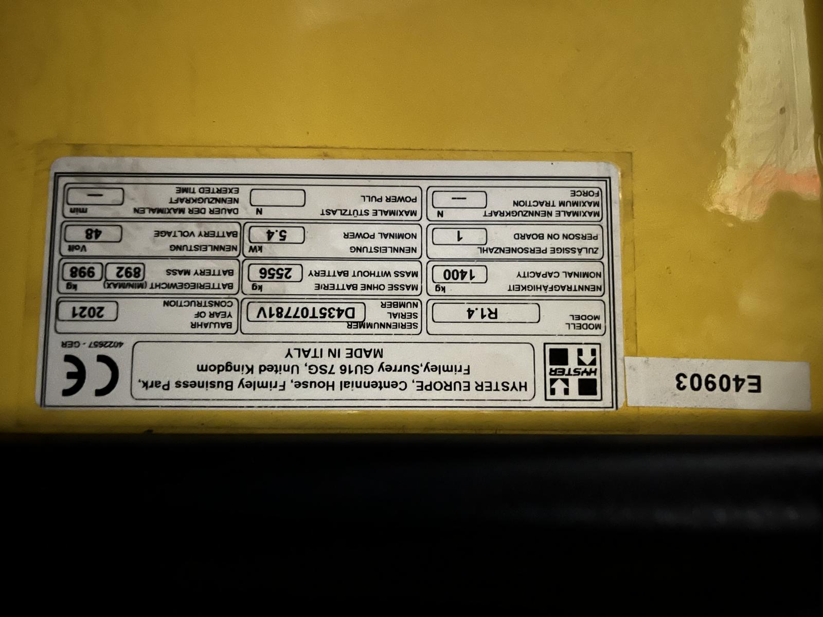 Schubmaststapler gebraucht: Hyster Schubmaststapler R1.4 Hyster R1.4 * Schubmaststapler