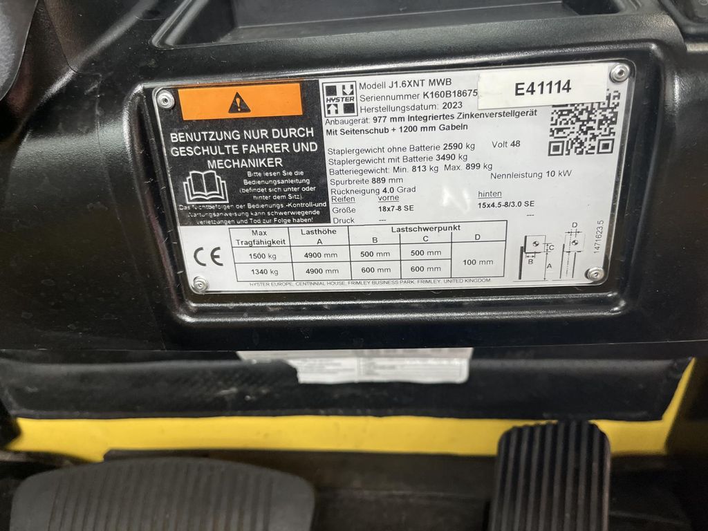 Frontstapler gebraucht: Hyster 3-Rad Elektrostapler J1.6XNT MWB Hyster J1.6XNT MWB * 3-Rad Elektrostapler