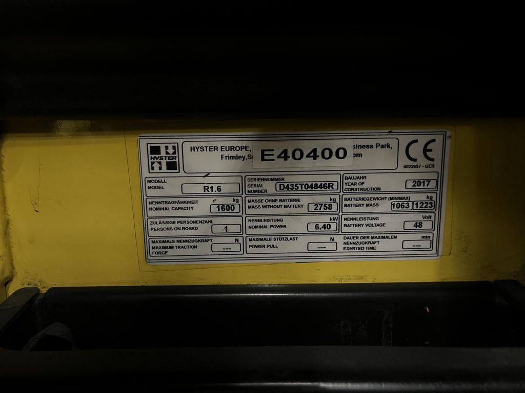 Schubmaststapler gebraucht: Hyster Schubmaststapler R1.6 Hyster R1.6 * Schubmaststapler