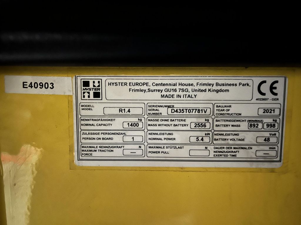 Schubmaststapler gebraucht: Hyster Schubmaststapler R1.4 Hyster R1.4 * Schubmaststapler