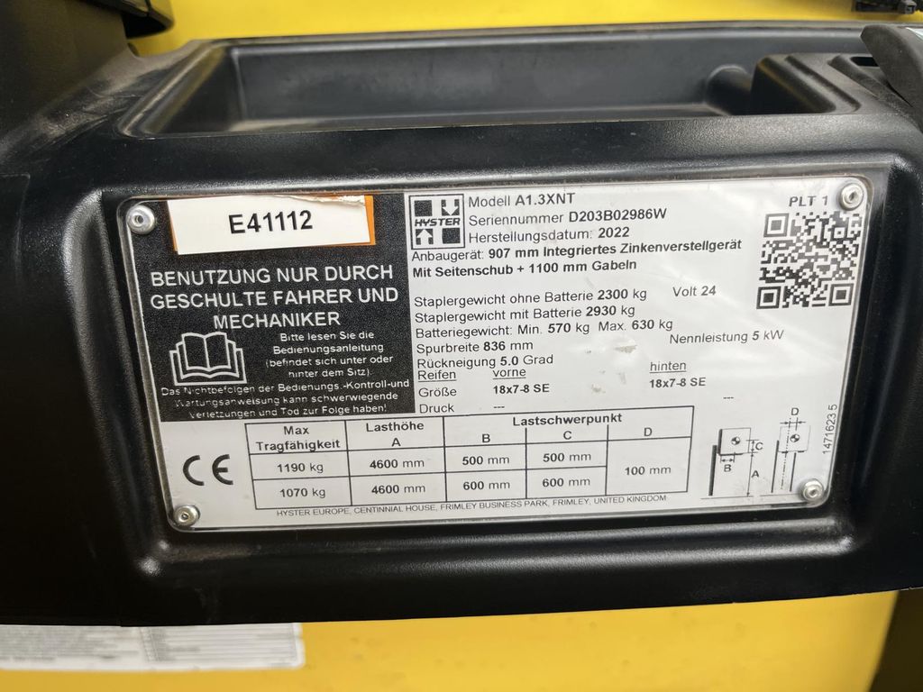 Frontstapler gebraucht: Hyster 3-Rad Elektrostapler A.1.3XNT Hyster A.1.3XNT * 3-Rad Elektrostapler